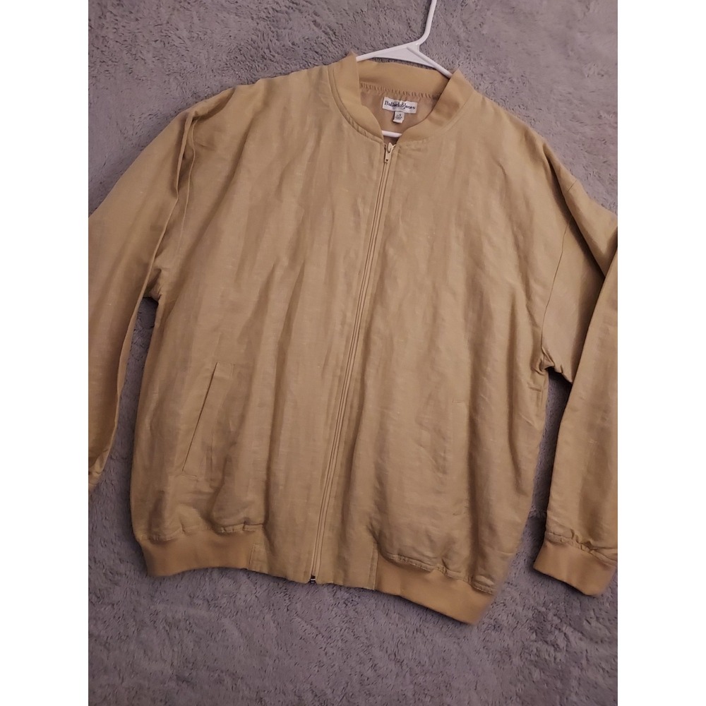 Bullock Jones Bomber Jacket Mens Large Linen Blend Lined Lightweight Full Zip L